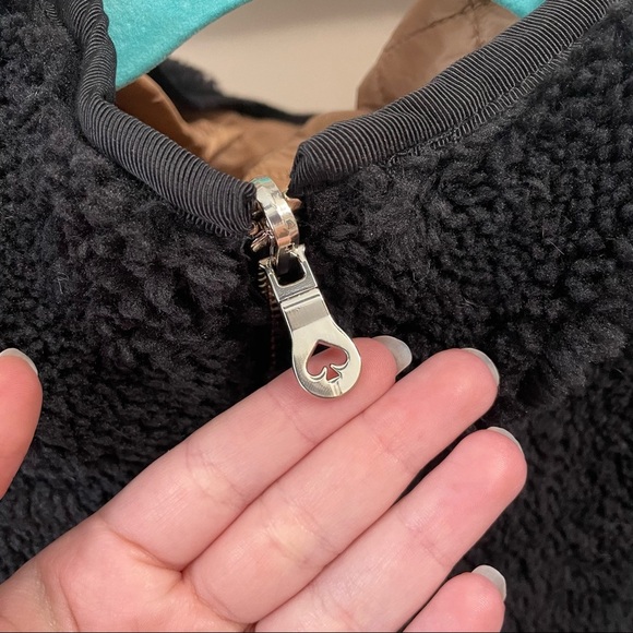 Kate Spade | NWT Black and Tan Reversible Faux Fur Quilted Jacket Size Small - Picture 6 of 9